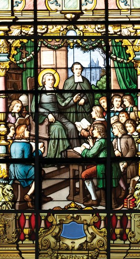 Saint John Baptist de La Salle Teaching glass stained window
